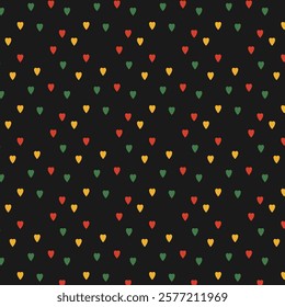 Black History Month Hearts Pattern On Black Background