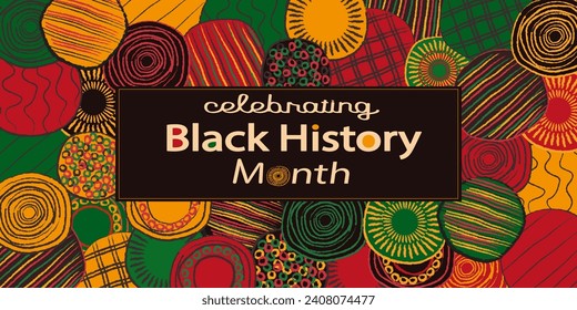 Black History Month holiday abstract original pattern banner, wallpaper, web card . Art design cover celebration print  with African continent flag colors.