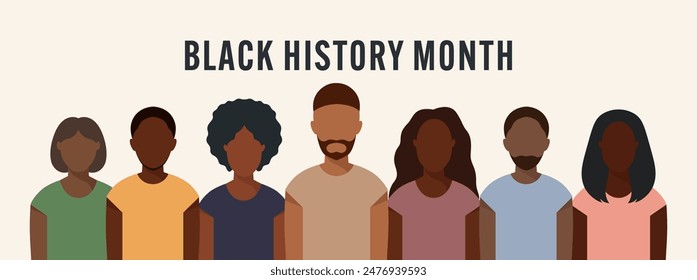 Black History Month horizontal background. African American History. Vector illustration.