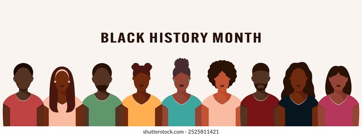 Black History Month horizontal background. African American History. Vector illustration.
