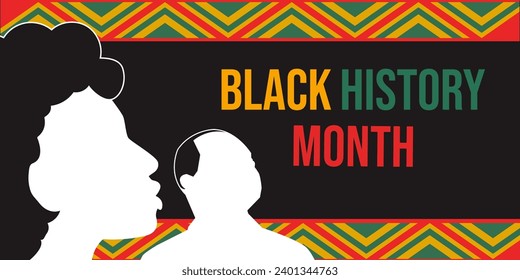 black history month horizontal banner illustration