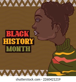 Black history month Illustration of female flat vector.