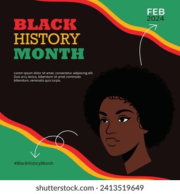 Black History Month Illustration Post Template for Banner, poster, flyer. 