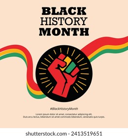 Black History Month Illustration Post Template for Banner, poster, flyer. 