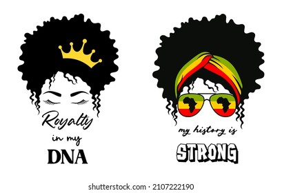 Black history month illustration with quotes. African American women's rights. Juneteenth sign, emblem or badge.