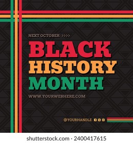 Black History Month Instagram post template. Black Awareness Day. Celebrating African American history. Modern design flat vector illustration.