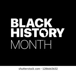 Black History Month logo with the Africa continent sulhouette. Vector illustration