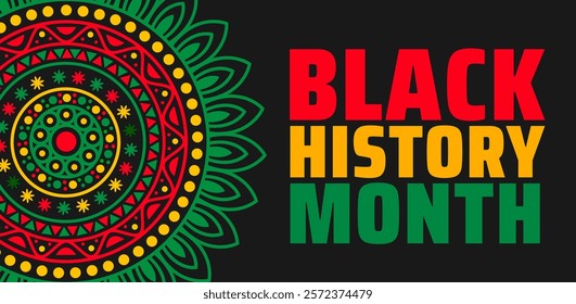 black history month mandala background. black history month 2025 background. African American History or Black History Month. Celebrated annually in February in the USA and Canada.