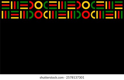 Black history month modern background with rectangle and round shape art colour red green yellow. African-American community printable or digital usage vector illustration