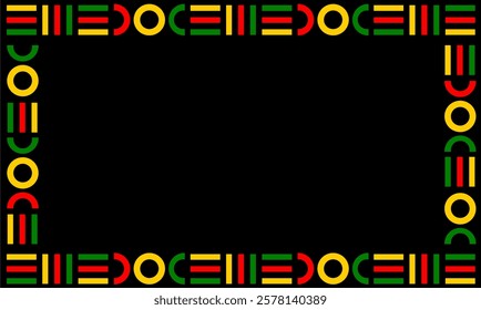 Black history month modern frame background with rectangle and round shape art colour red green yellow. African-American community printable or digital usage vector illustration