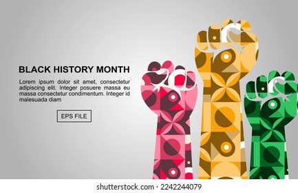 Black History Month for modern times illustration with gradient pattern strong hand