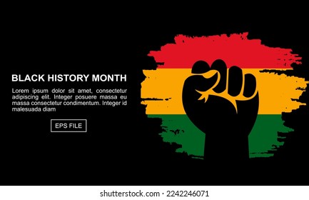 Black History Month for modern times illustration with paint color pattern and black strong hand