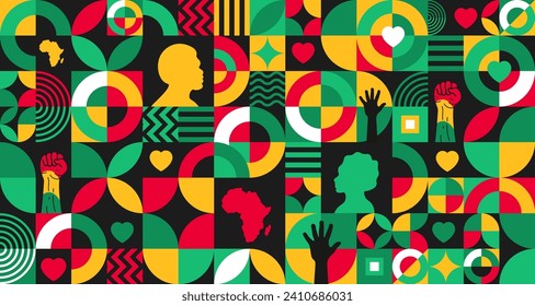 Black history month Neo geometric seamless pattern background. Celebrated February in united state and Canada. Juneteenth Independence Day. Kwanzaa. use to banner, poster, book cover.