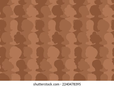 Black History Month Pattern. African American History with men and women silhouette red-yellow-green colours. Vector illustration of seamless pattern. 