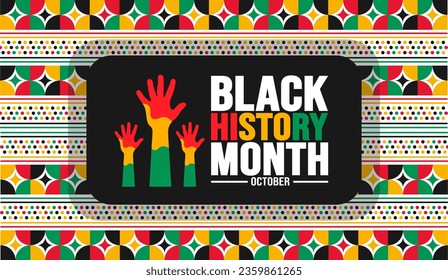 Black History Month pattern background template Celebrated in October and February United States, Canada, Great Britain, Africa, Uk, Ireland. use to book cover, banner, placard, card, and poster.