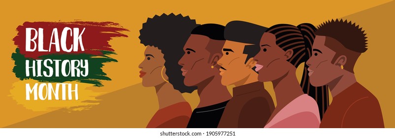 Black history month, Portrait of Young African American Hairstyles. Vector