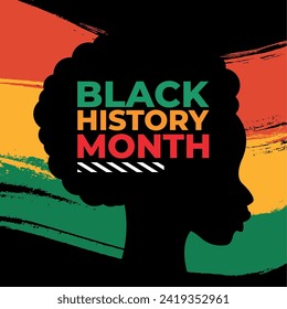 Black history month poster Afro american girl character Vector illustration