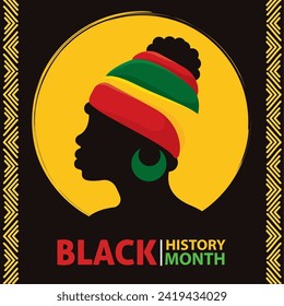 Black history month poster Afro american girl character Vector illustration