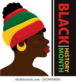 Black history month poster Afro american girl character Vector illustration