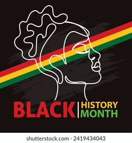 Black history month poster Afro american girl character Vector illustration