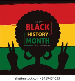 Black history month poster Afro american girl character Vector illustration