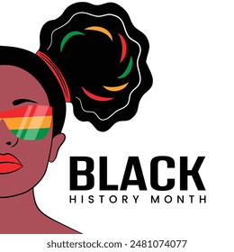 Black History Month poster with Afro woman illustration, Half face, Black lives matter