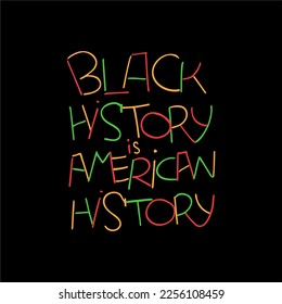 Black history month poster. Black history is american history handwritten text quote. Typography vector design. Lettering for card, print, banner, social media, articles.
