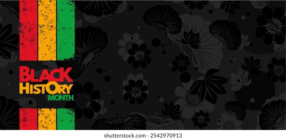 Black history month - poster, banner, vector background in traditional red, yellow, green colours