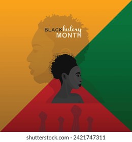 Black History Month poster card, celebrate, vector. Identity concept, flag, pattern | colors. red. green, yellow black,