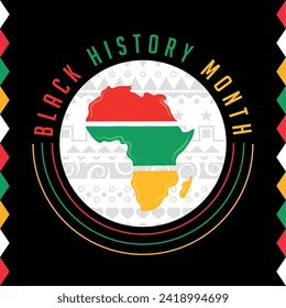 Black history month poster with map of Africa Vector illustration