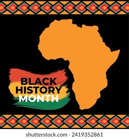 Black history month poster with map of Africa Vector illustration