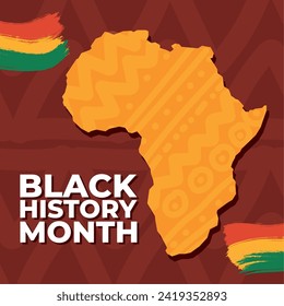 Black history month poster with map of Africa Vector illustration