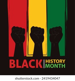 Black history month poster Protest hand gesture Vector illustration