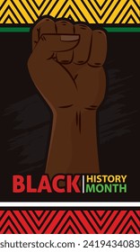 Black history month poster Protest hand gesture Vector illustration