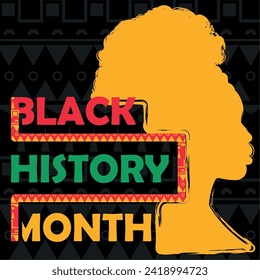 Black history month poster Silhouette of afro american girl Vector illustration