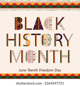 Black History Month poster. Tribal African ethnic seamless pattern