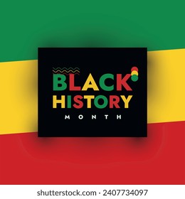 Black History Month. A Powerful Black History Month Poster. Flag in the background. African-American rights. Black History Month vector illustration poster design template. Flag red, yellow, green