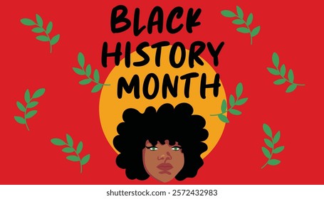 Black history month quote background with african american woman. Vector illustration design. Flat template for background, banner, card, poster