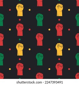 Black History Month Seamless Pattern of African American Holiday in Template Hand Drawn Cartoon Flat Design Illustration