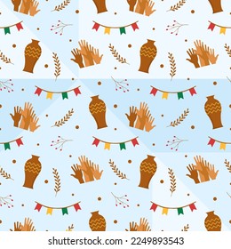 Black History Month Seamless Pattern of African American Holiday in Template Hand Drawn Cartoon Flat Design Illustration