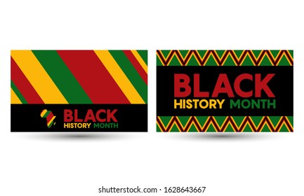 Black History Month. Set of two banners. Celebrated annually in February in the USA and Canada, October in Great Britain . Background, poster, greeting card, banner design. Vector EPS 10.