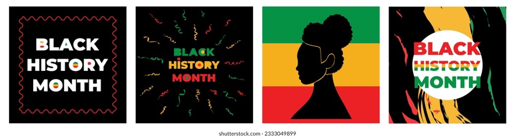 Black History Month Set Of Vector Illustration. Annual celebration in february in USA and Canada, october in UK. EPS 10