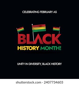 Black history month shirt design. Celebrating February as a Black history month. Unity Diversity. Black lives matter. African people flag red, yellow and green. Vector Illustration.