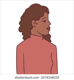 black history month. A side view portrait of a young Black woman wearing a pink outfit. Representing poise and grace