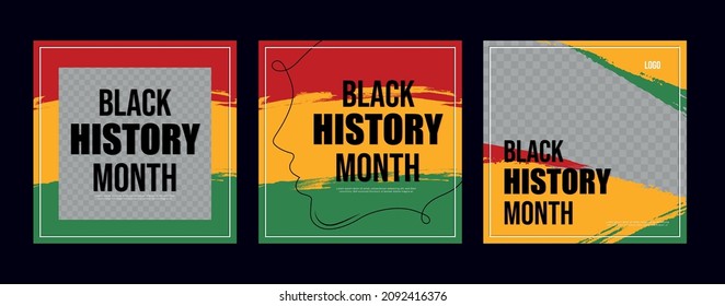 Black history month social media post with woman line art