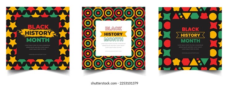 black history month social media post square banner design. black history month background. Juneteenth Independence Day Background. Freedom or Emancipation Day. Neo Geometric pattern concept.