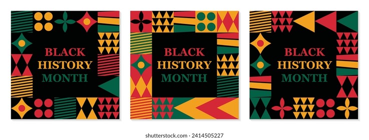 Black history month social media post square banner design. Black history month background. Neo Geometric pattern concept. Vector illustration
