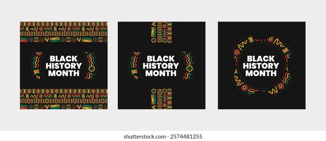 Black History Month social media post banner, African American history celebration, February awareness celebration banner, with geometric pattern, Juneteenth Independence Day web banner