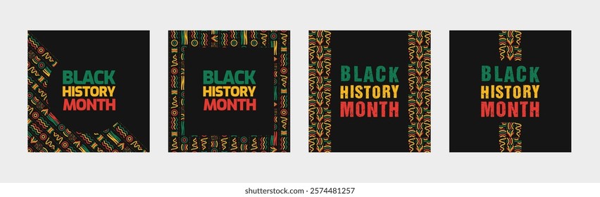 Black History Month social media post banner, African American history celebration, February awareness celebration banner, with geometric pattern, Juneteenth Independence Day web banner