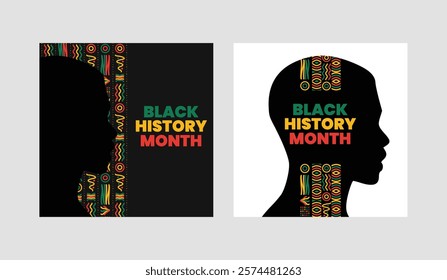 Black History Month social media post banner, African American history celebration, February awareness celebration banner, with geometric pattern, Juneteenth Independence Day web banner